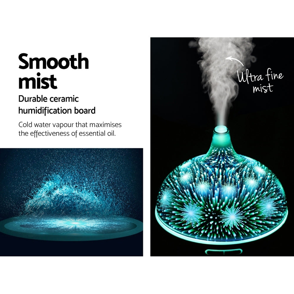 3D LED Ultrasonic Aroma Diffuser – 400ml, Remote, 4-in-1 Mist