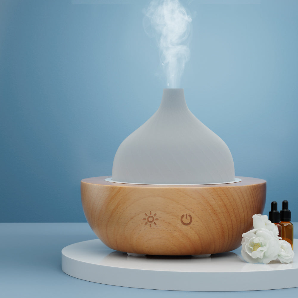 Devanti Aroma Diffuser, Glass and Wood with LED Light