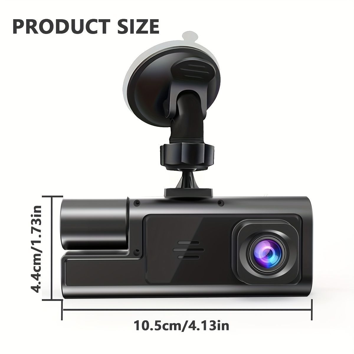 Dual Lens Dash Cam, 1080P Front and 720P Interior Camera, Black