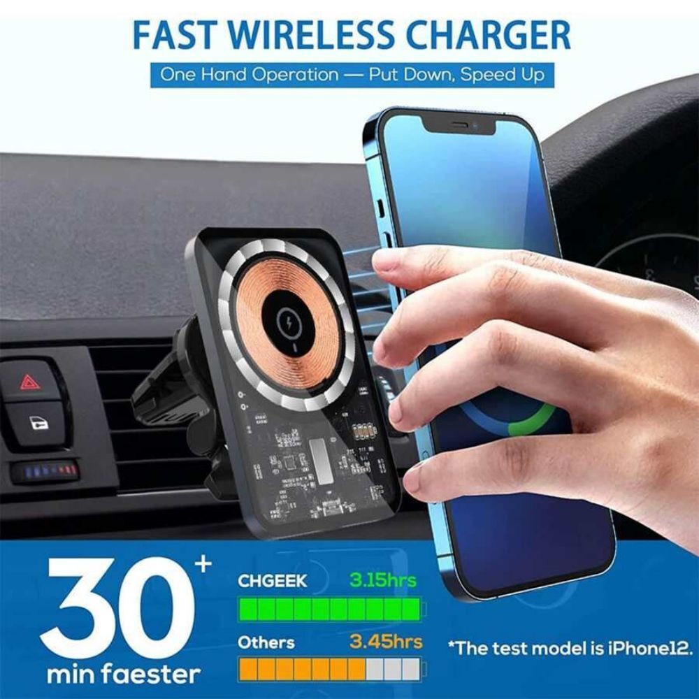15W MagSafe Car Wireless Charger – Magnetic Phone Mount