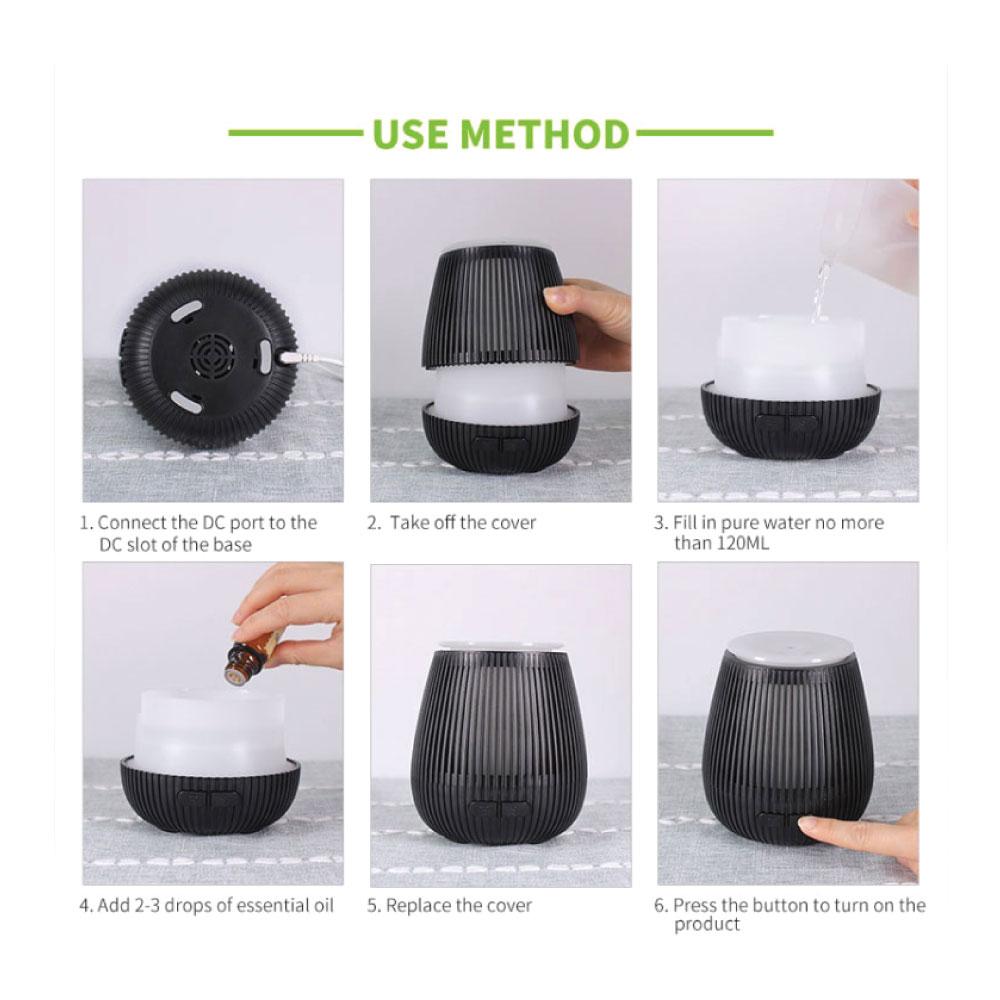 100ml USB Essential Oil Diffuser – Ultrasonic Portable Car Humidifier (Black)