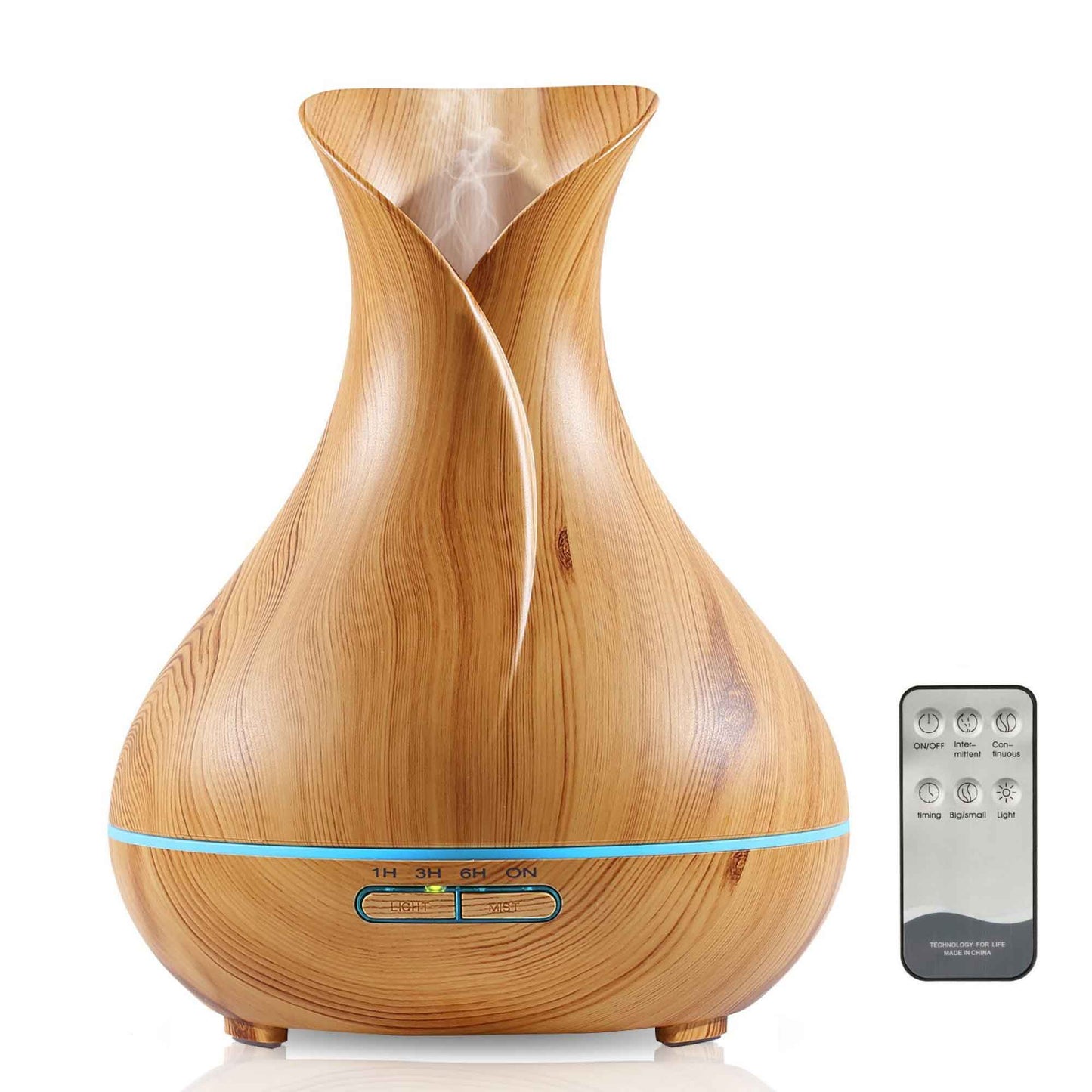 Essential Oil Aroma Diffuser – Tulip Light Wood Ultrasonic Mist Humidifier with LED Lights