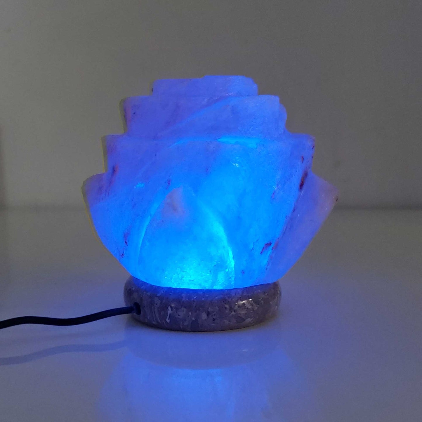 Flower Himalayan Salt Lamp – USB LED Colour-Changing with Marble Base (1.2kg)