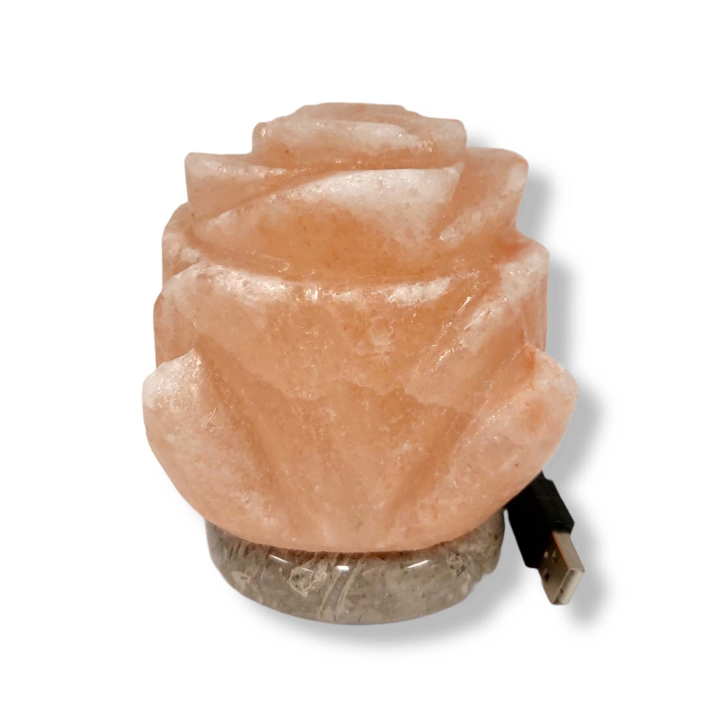 Flower Himalayan Salt Lamp – USB LED Colour-Changing with Marble Base (1.2kg)
