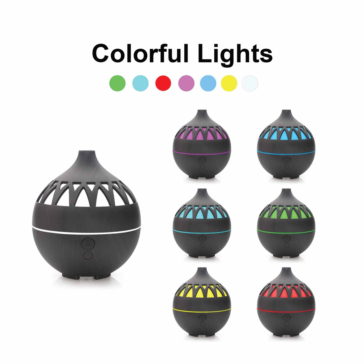 Ultrasonic Aroma Diffuser | Essential Oil Humidifier | 7-Color LED | Dark Wood Grain - Aromatherapy Relaxation
