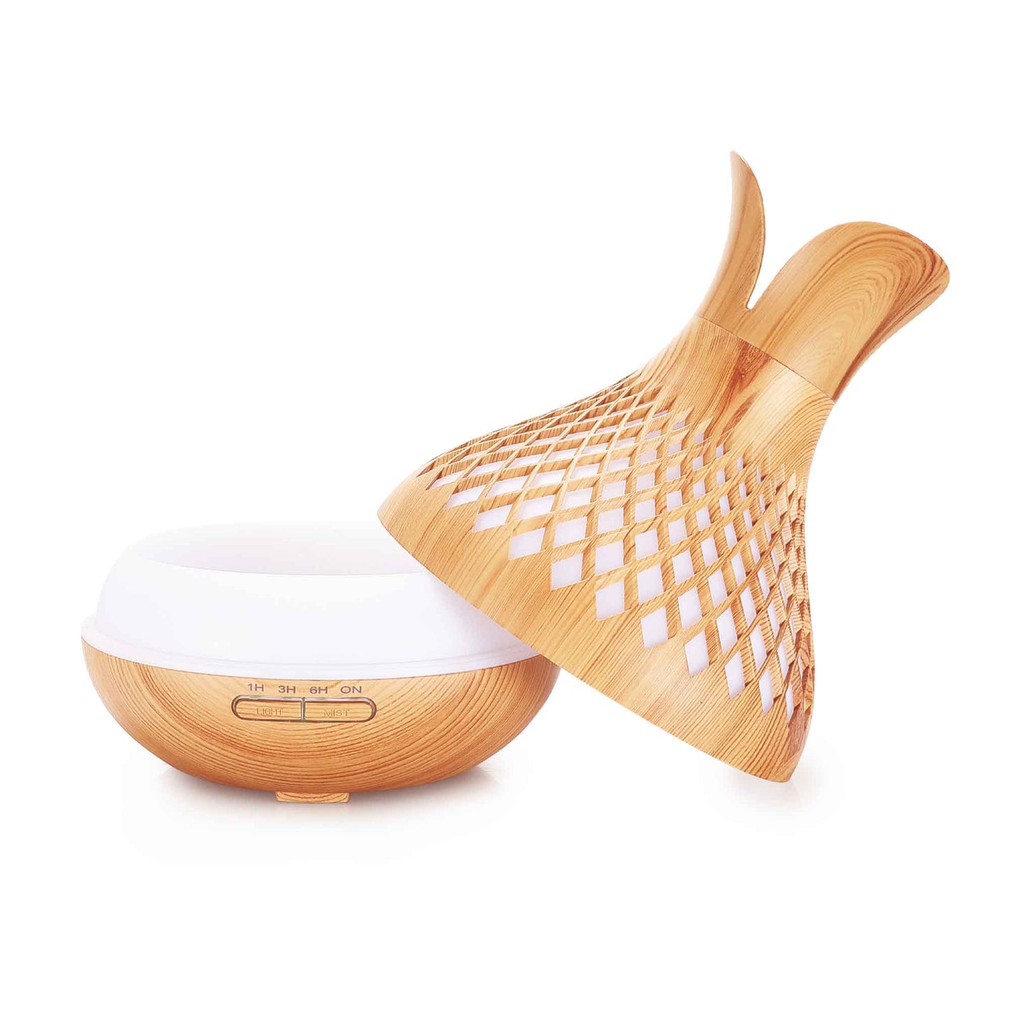 Aussie Aroma Diffuser and Remote - 500ml Vase Flower Wood Mist Humidifier 🌳💧