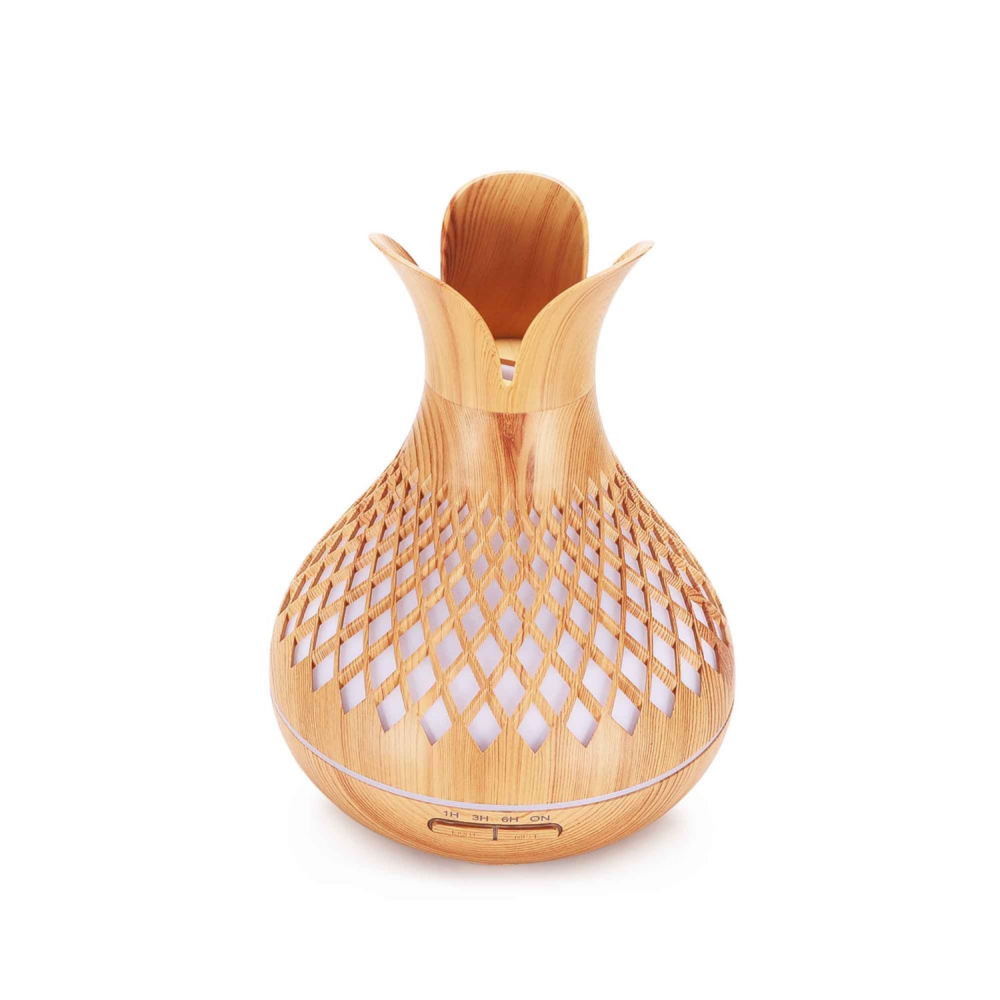 Aussie Aroma Diffuser and Remote - 500ml Vase Flower Wood Mist Humidifier 🌳💧
