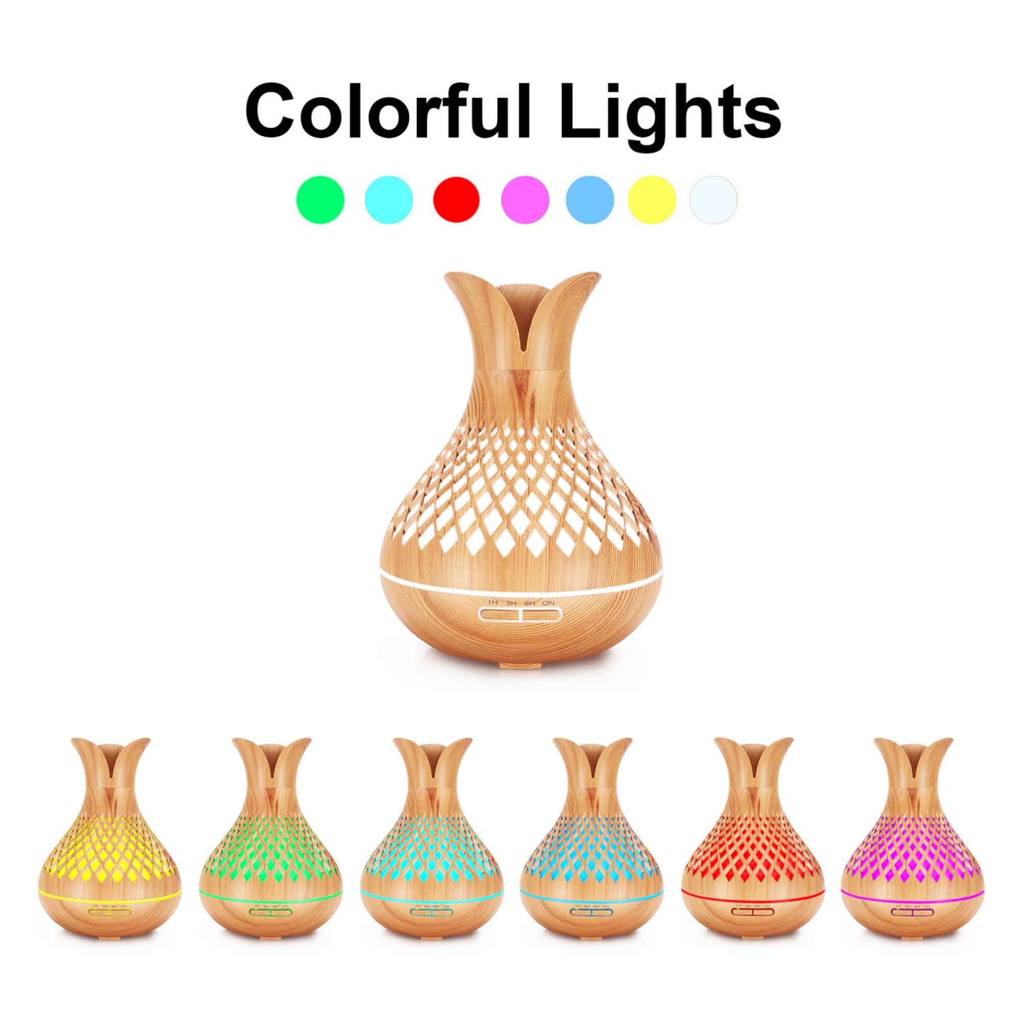 Aussie Aroma Diffuser and Remote - 500ml Vase Flower Wood Mist Humidifier 🌳💧