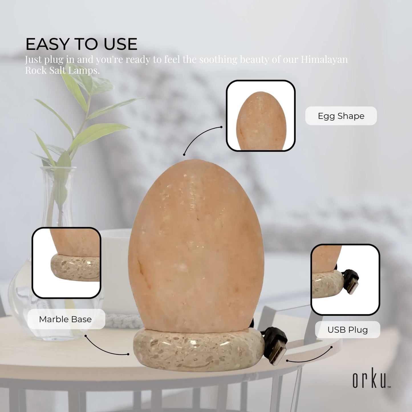 USB Colour Changing Egg Shape Himalayan Pink Salt Lamp | Color Change LED Light | Relaxation - ZenHome