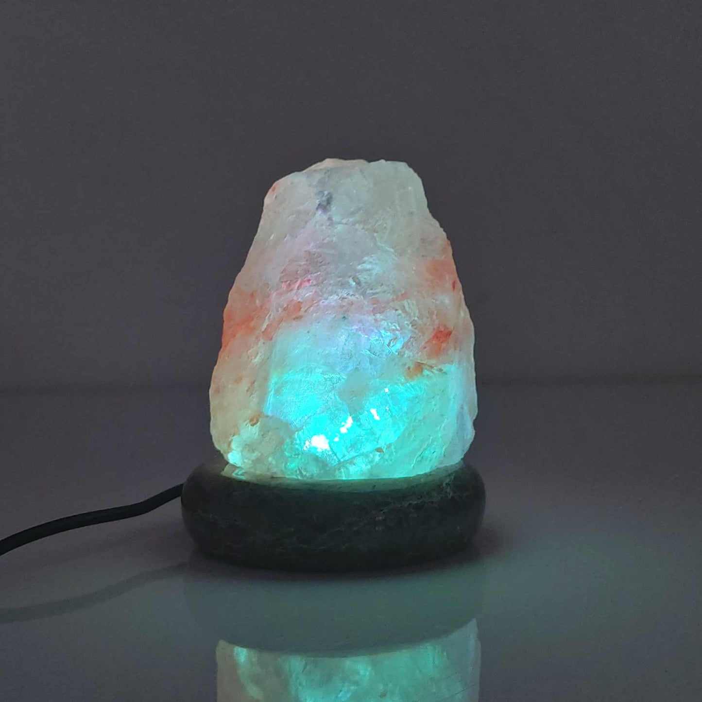 Natural Himalayan Salt Lamp – Colour-Changing USB LED with Marble Base