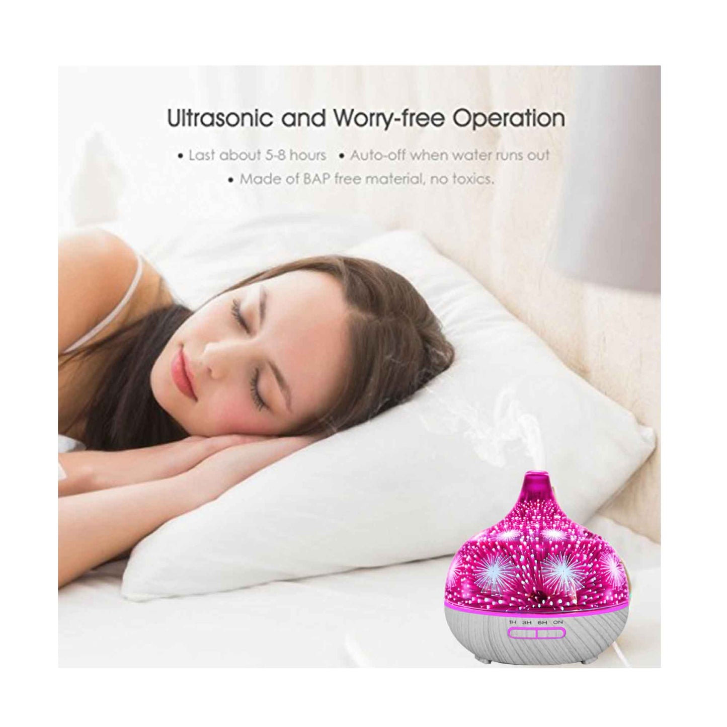 400ml Essential Oil Aroma Diffuser | Remote Control | 3D Glass - Aromatherapy Spa
