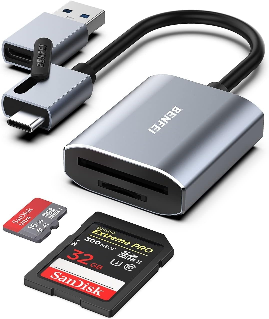 USB Type-C/Type-A to SD TF Card Reader - High-Speed Data Transfer - TechGenius