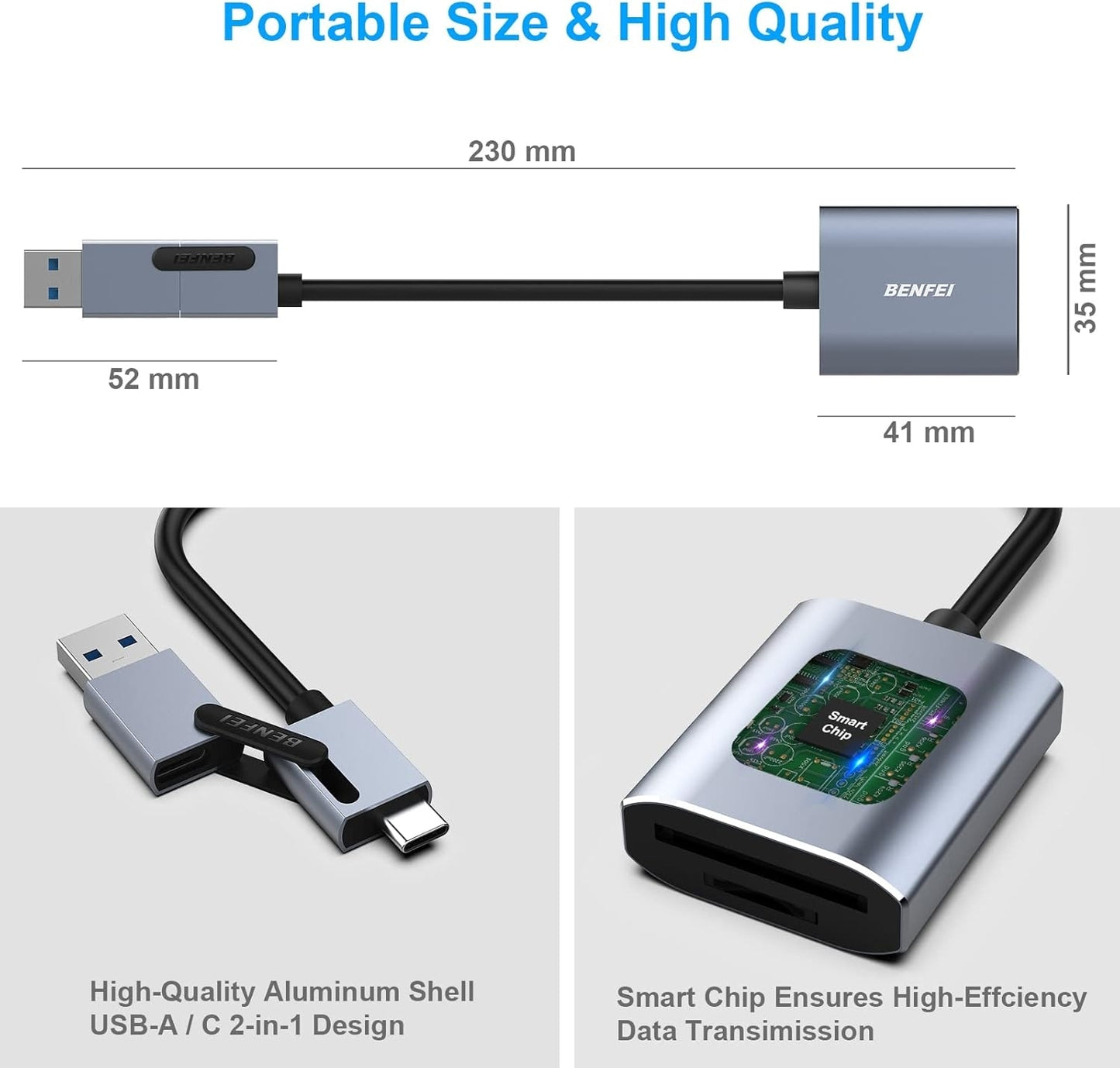 USB Type-C/Type-A to SD TF Card Reader - High-Speed Data Transfer - TechGenius