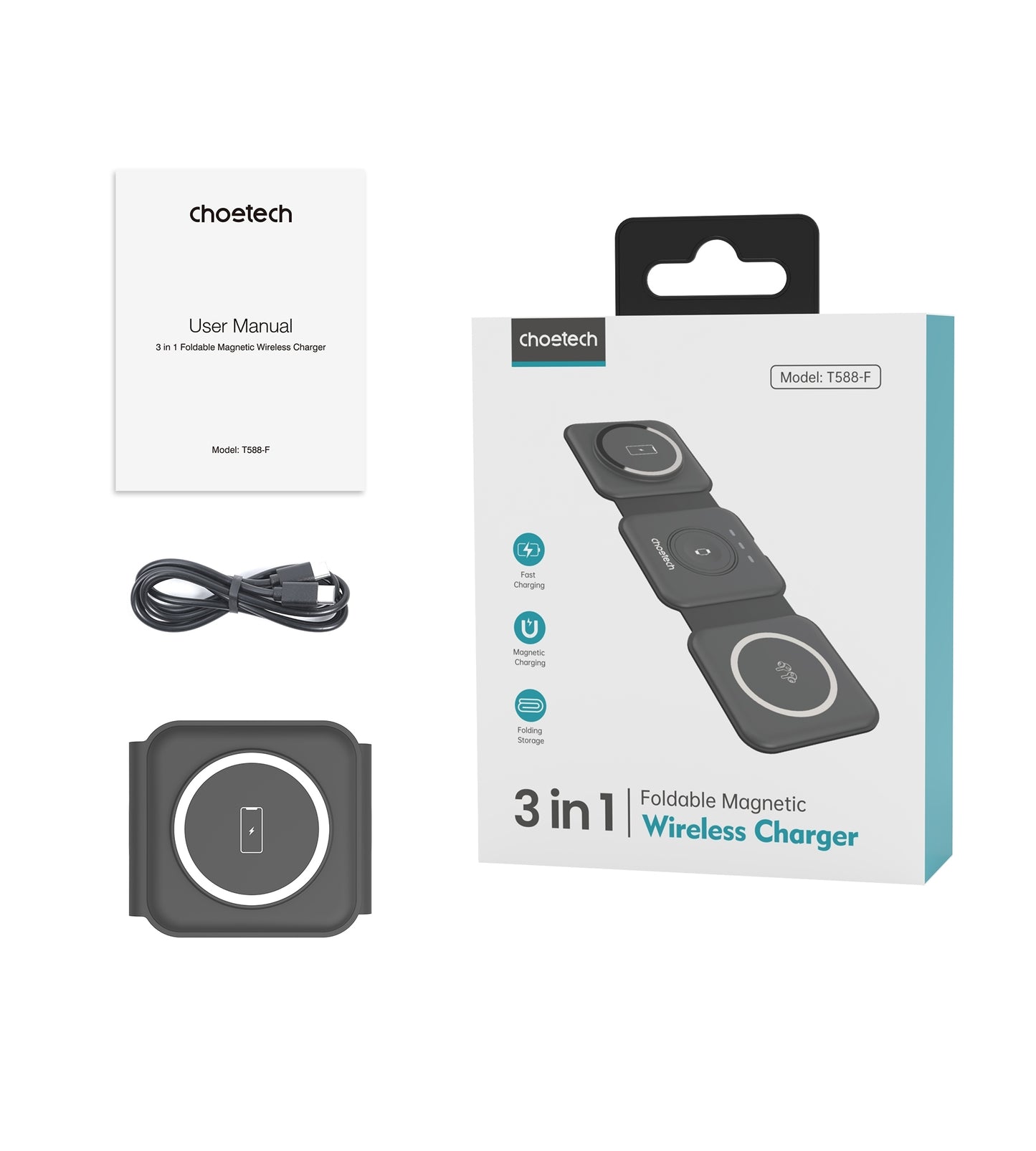 3-in-1 Foldable MagSafe Wireless Charger – iPhone, Watch & AirPods