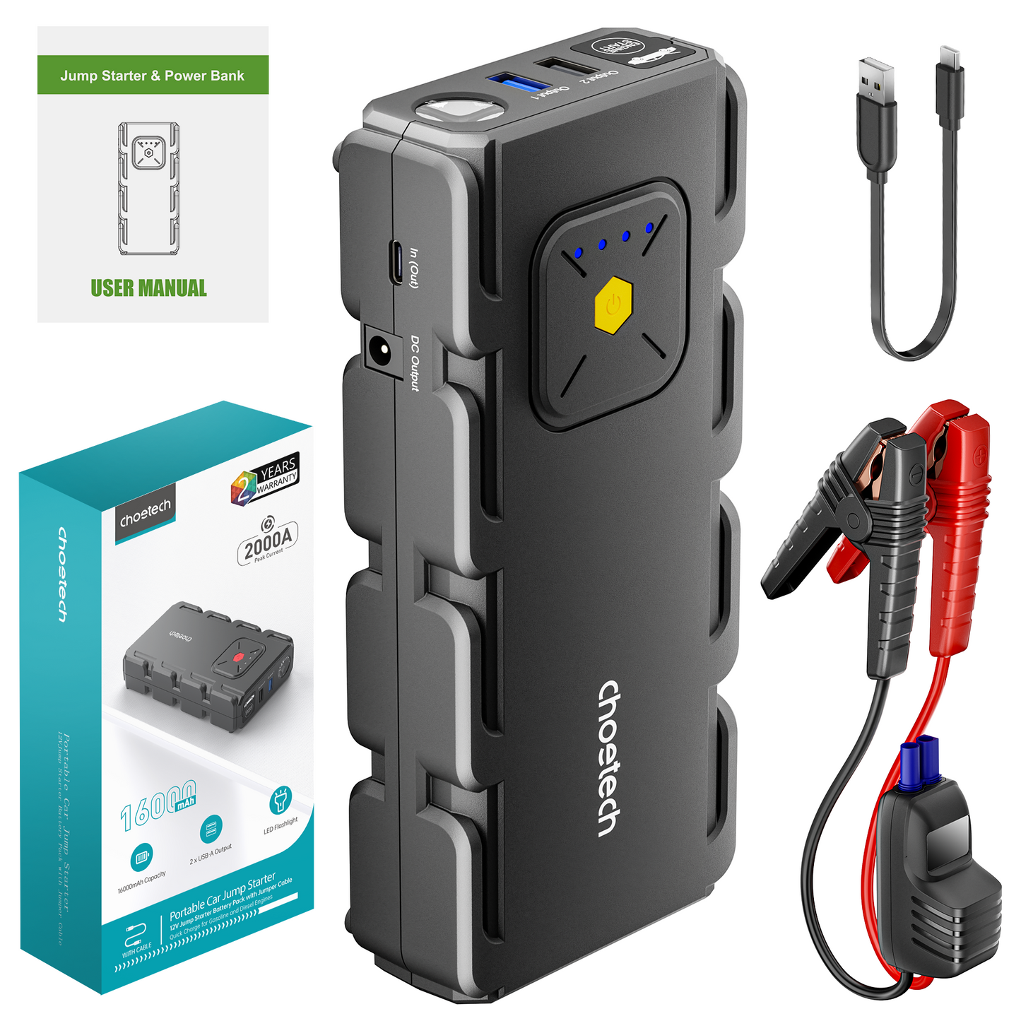 CHOETECH jump starter package contents