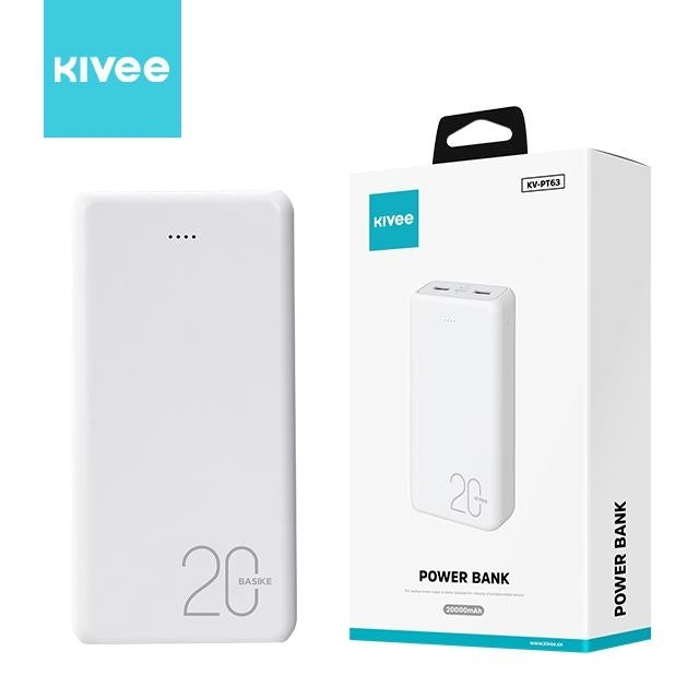 KIVEE PT63 20000mAh Power Bank, White