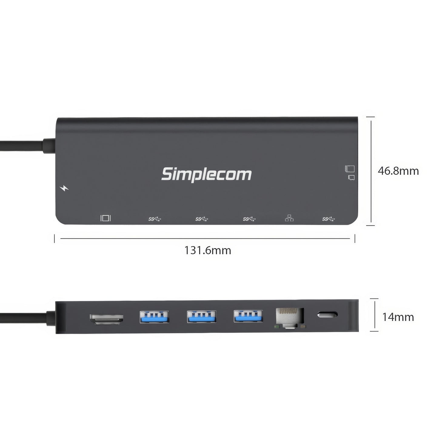 Simplecom USB-C 9-in-1 Dock – 4K HDMI, 100W PD, Ethernet
