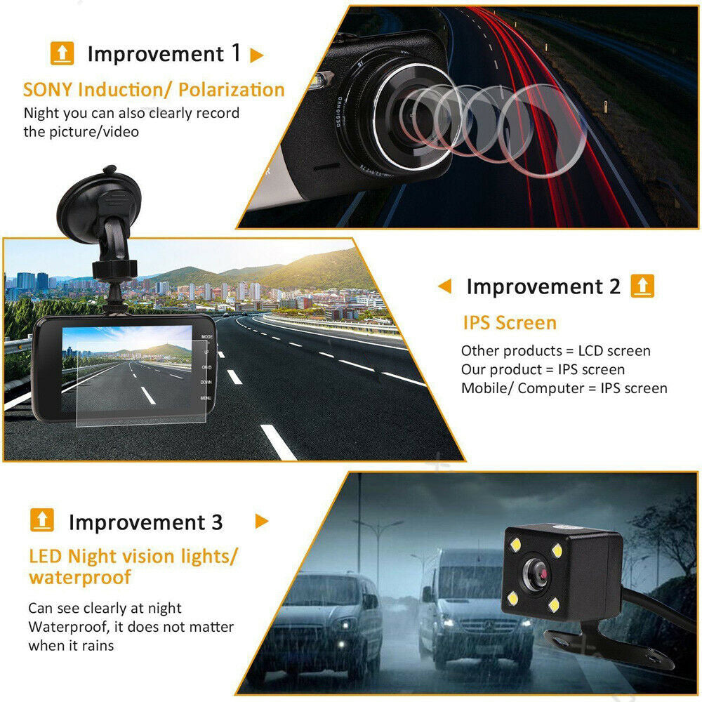 1080P Dual Lens Dash Cam with Front & Rear Cameras | InnoSphere Gadgets