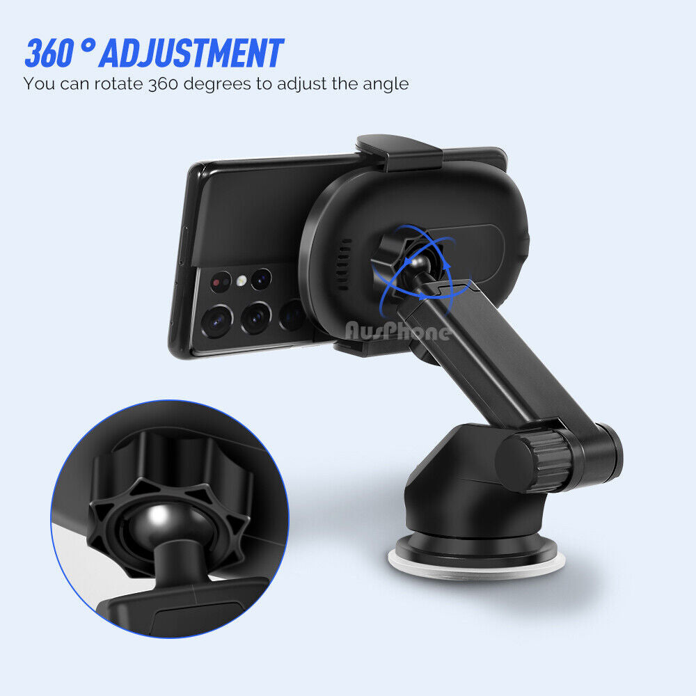 15W Auto-Clamp Wireless Car Charger & Phone Holder