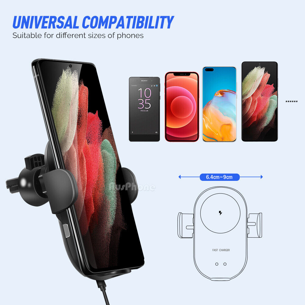 15W Auto-Clamp Wireless Car Charger & Phone Holder