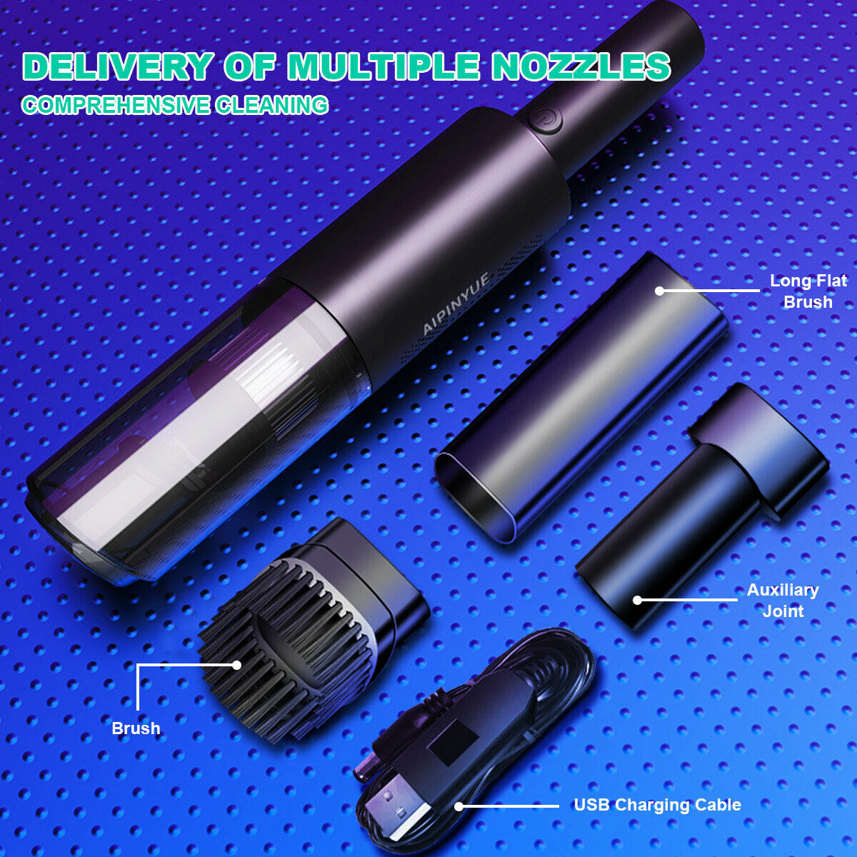Wireless Car Vacuum Cleaner – 6000Pa Suction & Cordless Charging (Black)