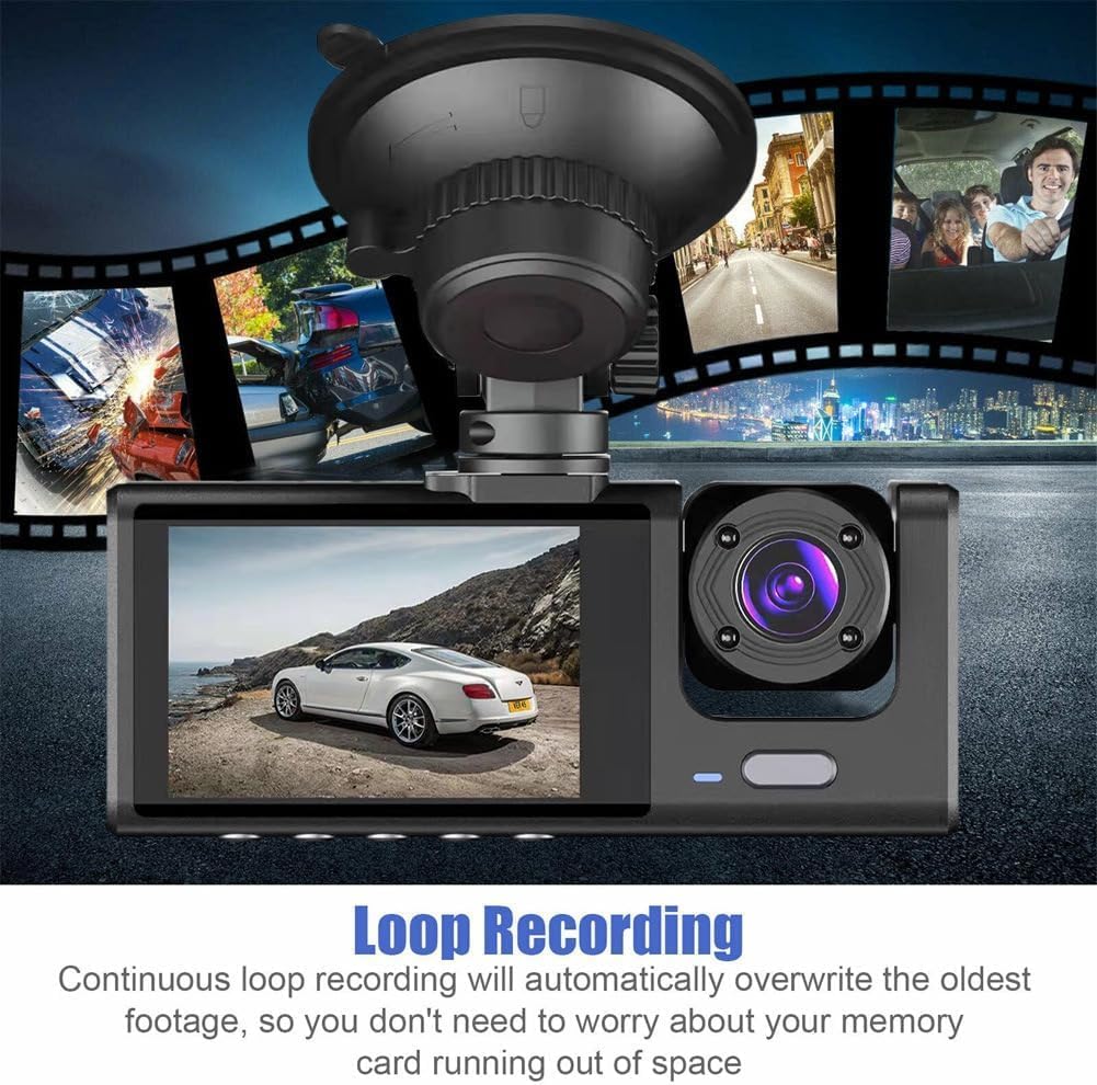 WiFi 3-Channel Dash Cam – 1080P Full HD + Free 32GB Card Included