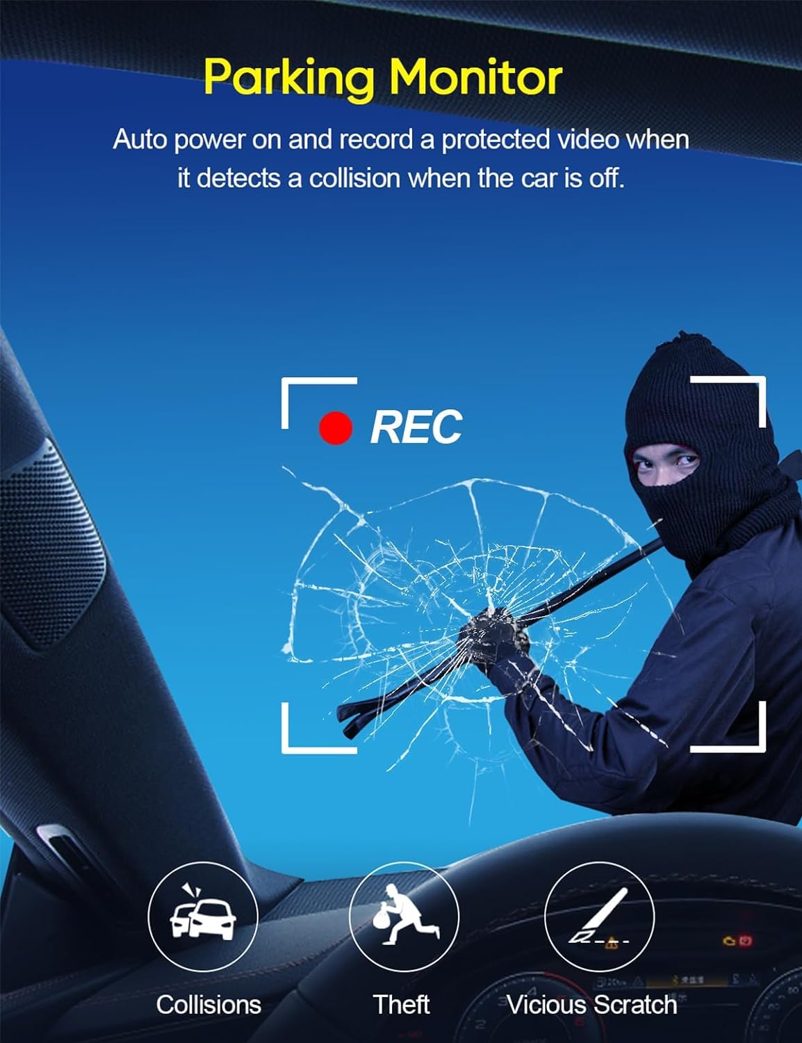 WiFi 3-Channel Dash Cam – 1080P Full HD + Free 32GB Card Included