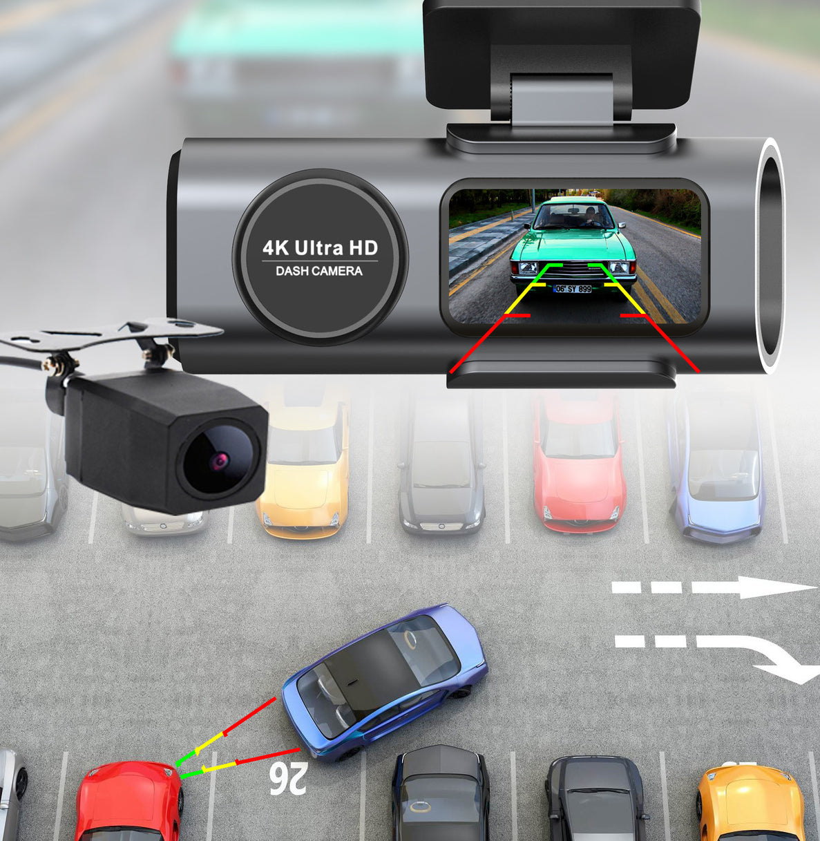 4K UHD Dash Cam – 2160P WiFi Car Camera with Night Vision + 64GB Card