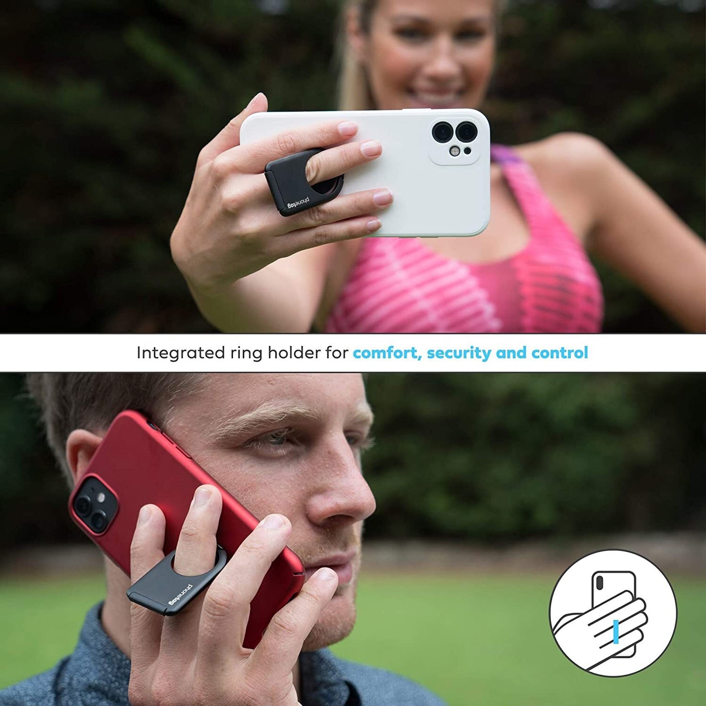 Multi-View Phone Stand with Magnetic Ring Holder