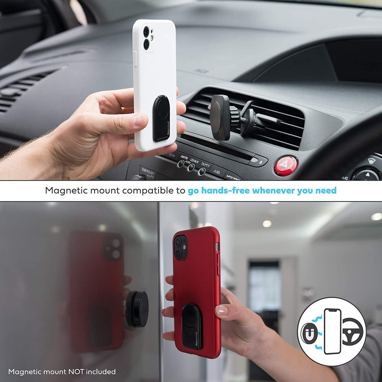Multi-View Phone Stand with Magnetic Ring Holder