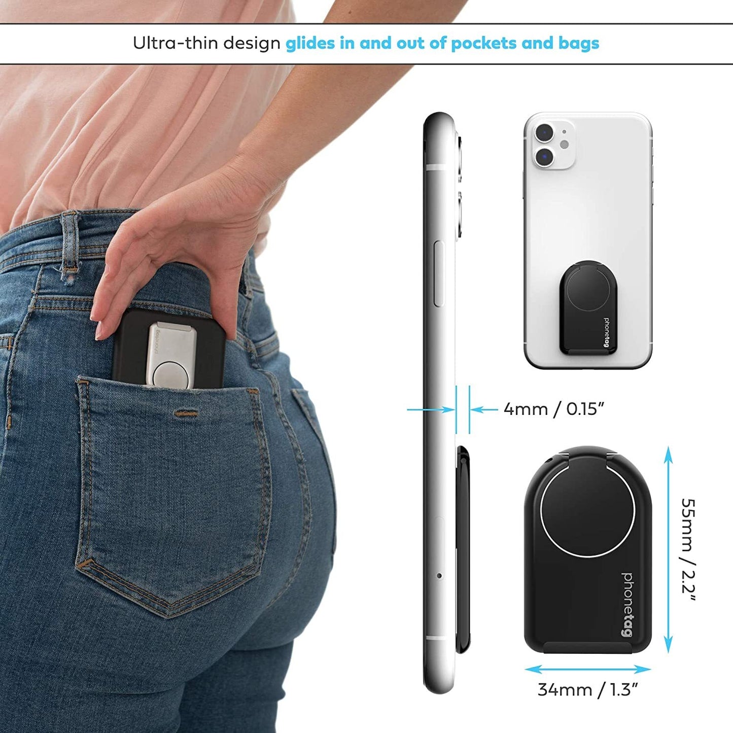 Multi-View Phone Stand with Magnetic Ring Holder