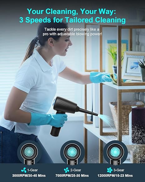 Electric Air Duster, Wireless Portable Blower for Tech Cleaning