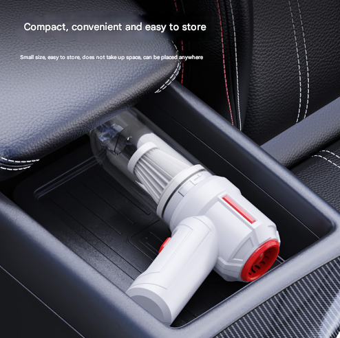 Black 3-in-1 Car Vacuum Cleaner – Suction, Blower & Dust Extractor | 2×2000mAh Batteries + USB Rechargeable