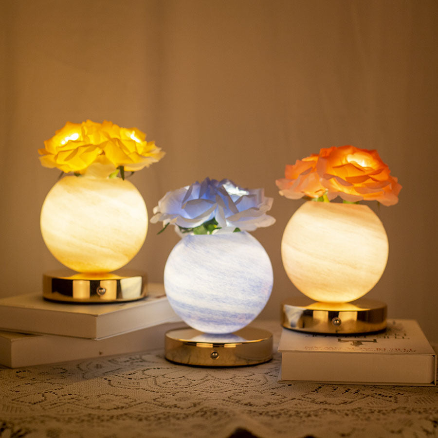 Blue Dreamy Rose Planet Lamp | 3-Colour Touch Dimming | Elegant Decor Gift
