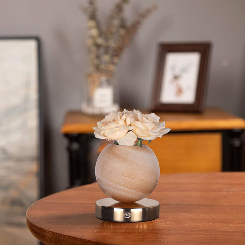 Champagne Dreamy Rose Planet Lamp | Night Light - Elegant 21cm USB-Charged 3-Colour Touch Dimming Decor Gift