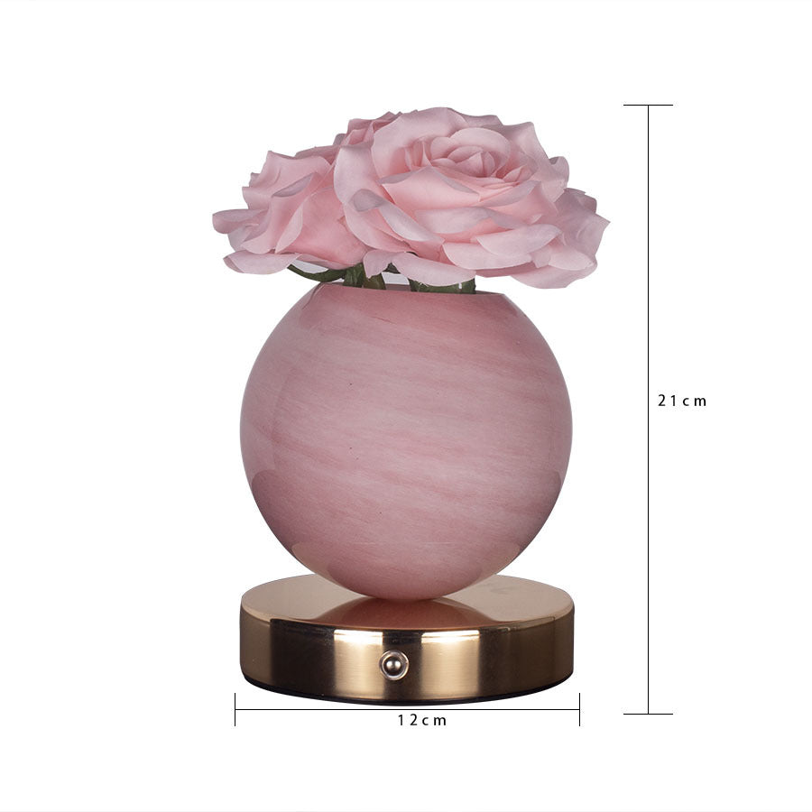 Champagne Dreamy Rose Planet Lamp | Night Light - Elegant 21cm USB-Charged 3-Colour Touch Dimming Decor Gift
