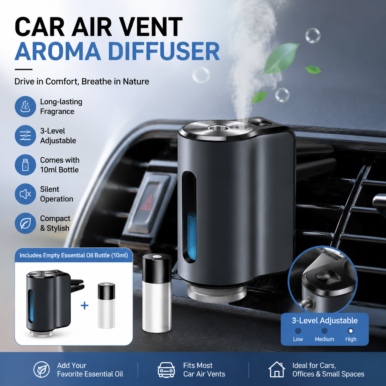 Grey car vent aroma diffuser