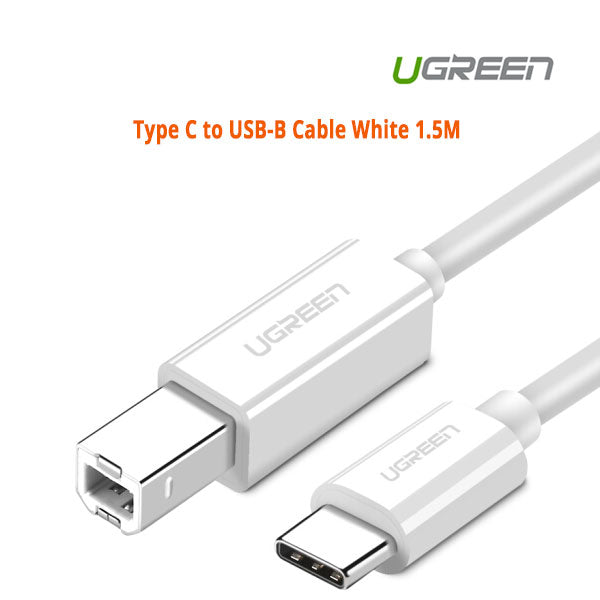 UGREEN Type C to USB-B Cable 1.5M – White (Model 40417) | USB-C to Printer/Scanner Cable