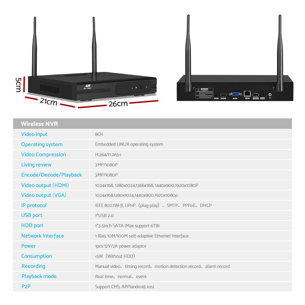 UL-tech 3MP wireless NVR recorder unit