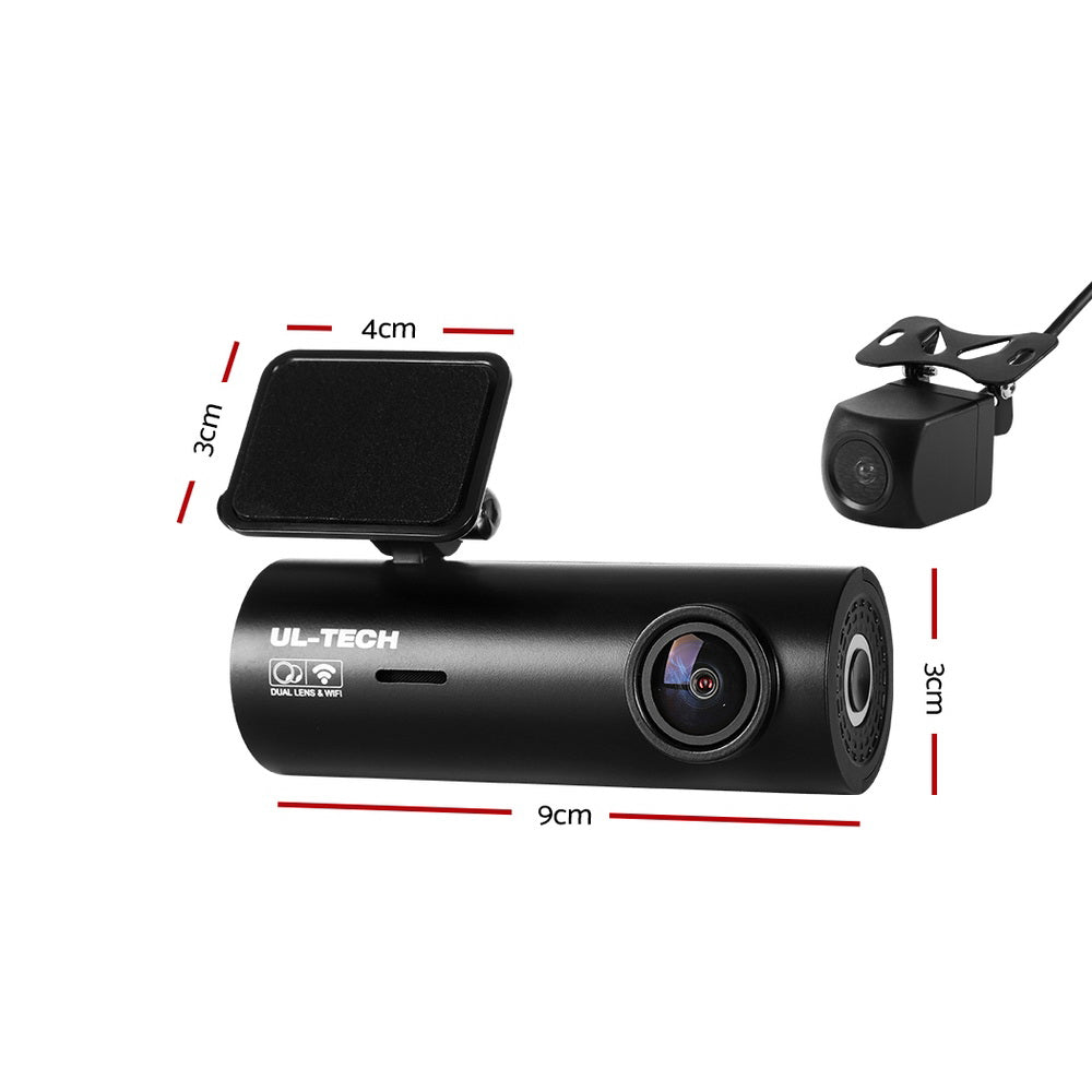 UL-tech 4K Hidden Dash Cam – Front & Rear WiFi with Night Vision & 64GB Card