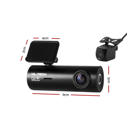 UL-tech 4K Hidden Dash Cam – Front & Rear WiFi with Night Vision & 64GB Card