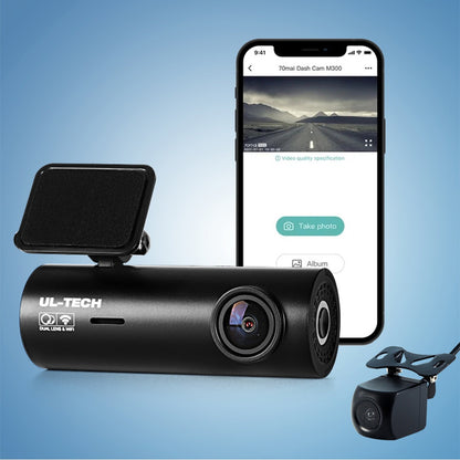 UL-tech 4K Hidden Dash Cam – Front & Rear WiFi with Night Vision & 64GB Card