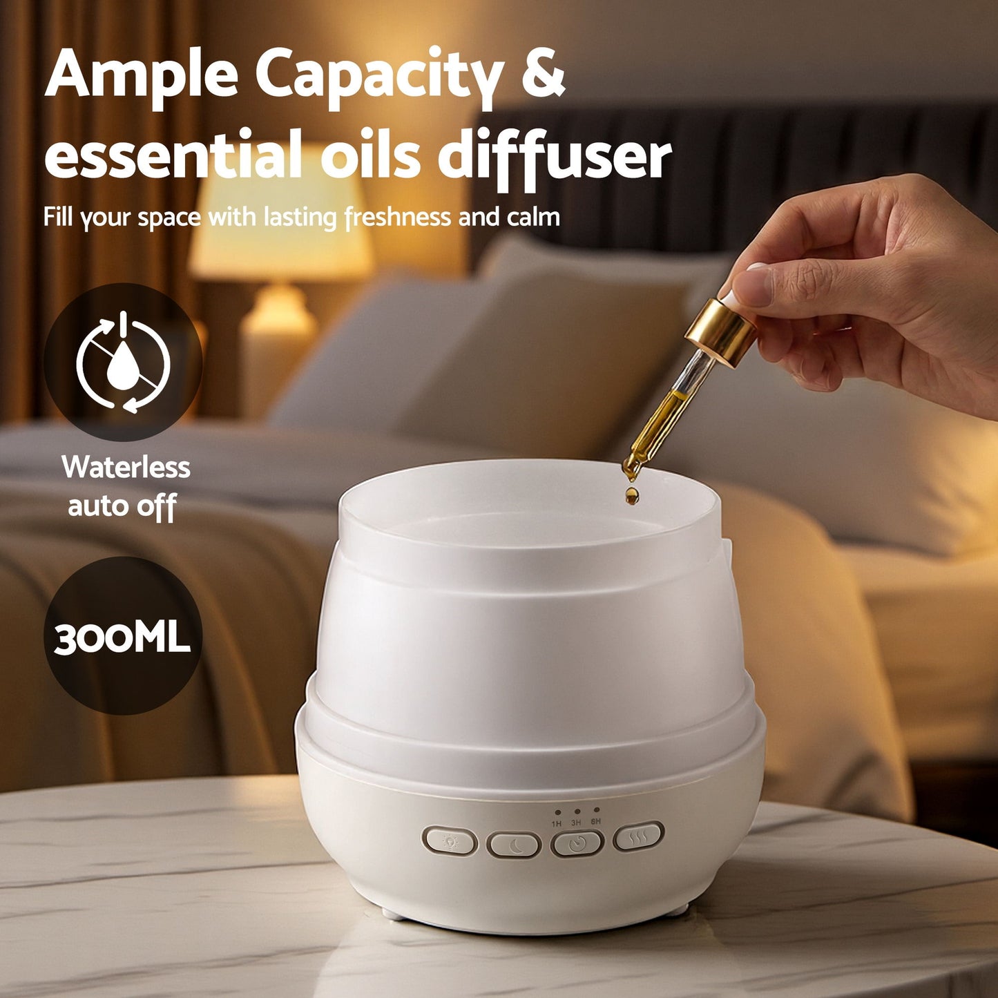 Devanti Ultrasonic Aroma Diffuser 300ml with LED Light, Model AD926