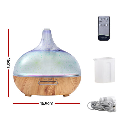 3D LED Ultrasonic Aroma Diffuser – 400ml, Remote, 4-in-1 Mist