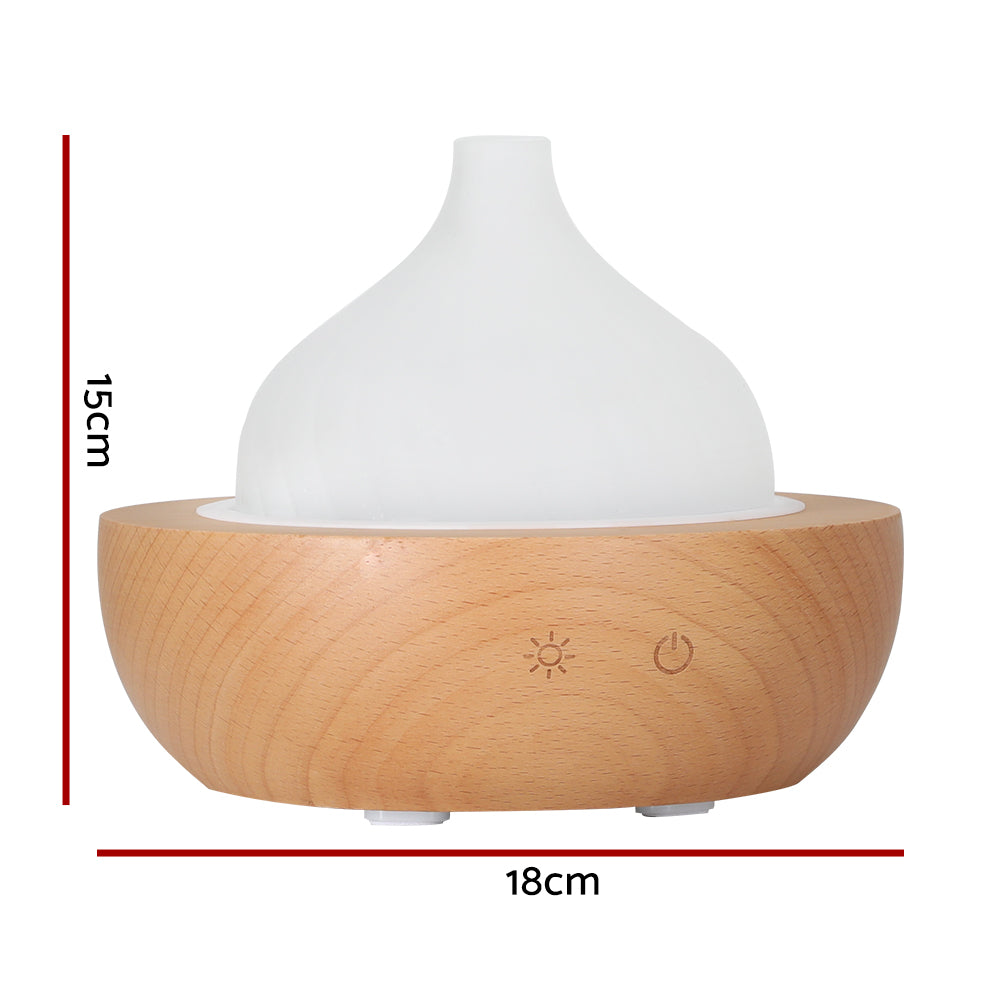 Devanti Aroma Diffuser, Glass and Wood with LED Light