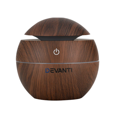Devanti 4-in-1 Ultrasonic Aroma Diffuser – 130ml Woodgrain with LED Light