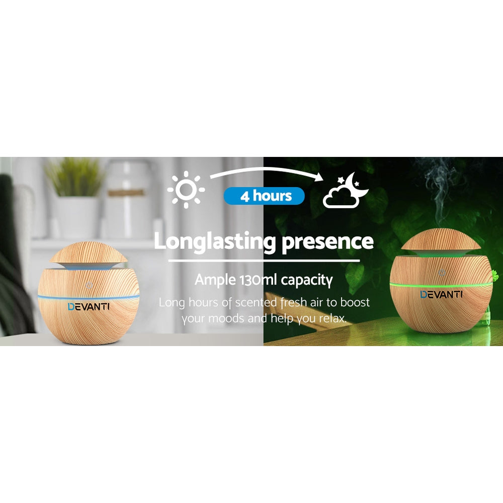 Essential Oil Diffuser 130ml | Aromatherapy Diffuser | Wood Grain | Ultrasonic Humidifier