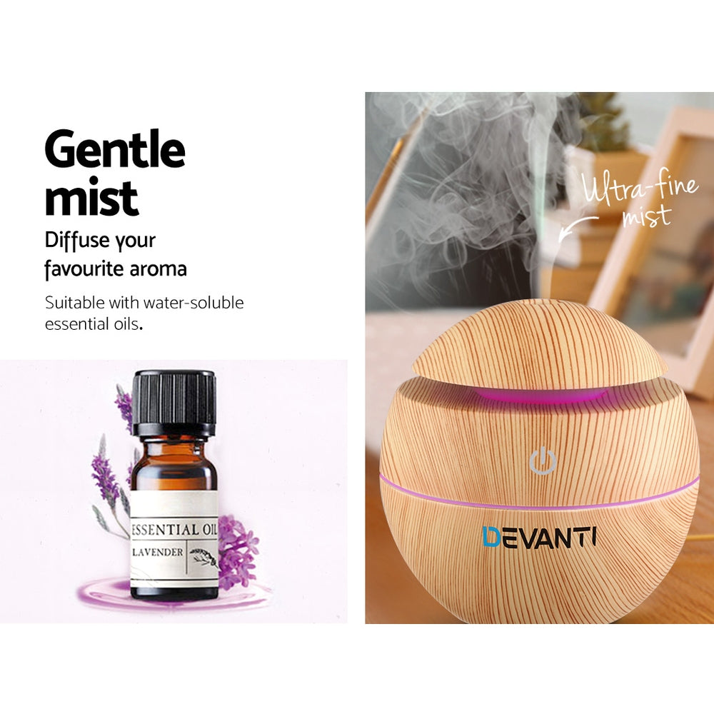 Essential Oil Diffuser 130ml | Aromatherapy Diffuser | Wood Grain | Ultrasonic Humidifier