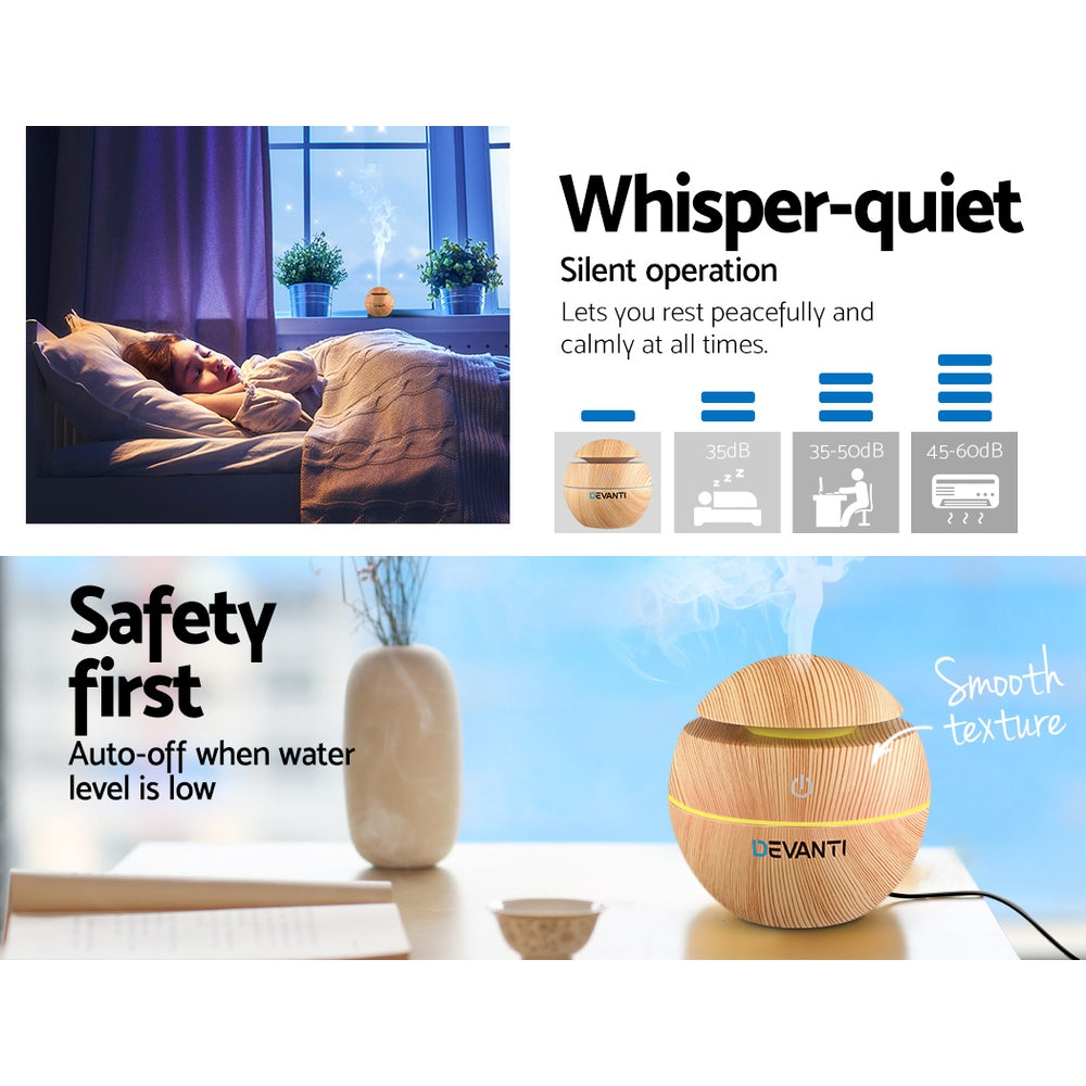 Essential Oil Diffuser 130ml | Aromatherapy Diffuser | Wood Grain | Ultrasonic Humidifier