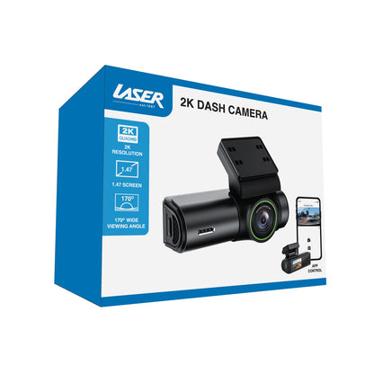 Laser 2K Dash Cam – WiFi App Control with 170° Wide Angle & Night Recording